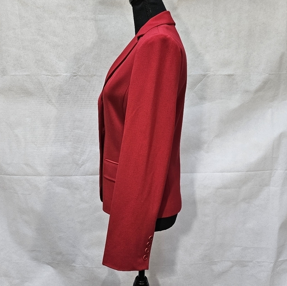 BCBG Maxazria Red Princess Cut Blazer 62% Polyester 32% Rayon 5% Spandex Sz S - Picture 5 of 7